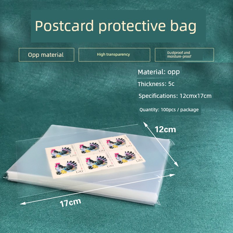 Postcard Protection Bag OPP Stamp Collection Protection Bag 12x17cm Capital Postcard Storage Cover OPP Protection Stamp Album