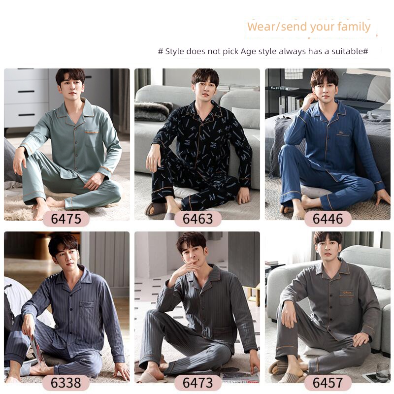 NGGGN man pure cotton Big size youth Autumn and winter pajamas