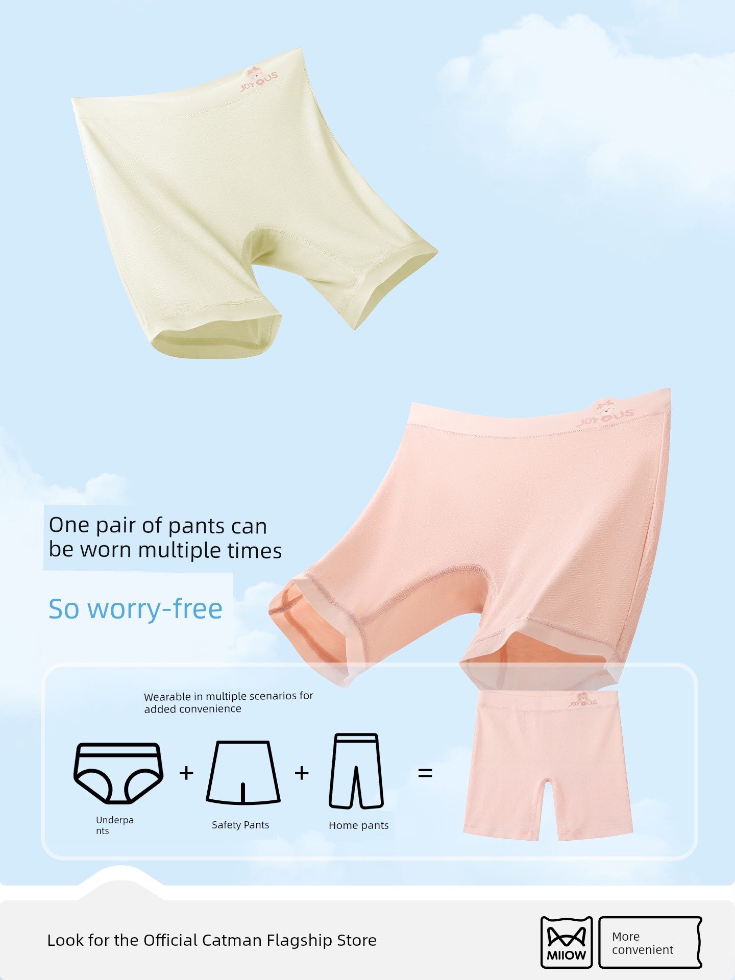 Catman Children's Safety Pants for Girls, Three-In-One Underwear, Class a 10A Antibacterial, 2026 Summer Thin Anti-Exposure Leggings — 4