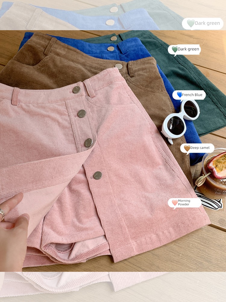 Zeng Xiaoxian Women's wear Retro corduroy Fork skirt