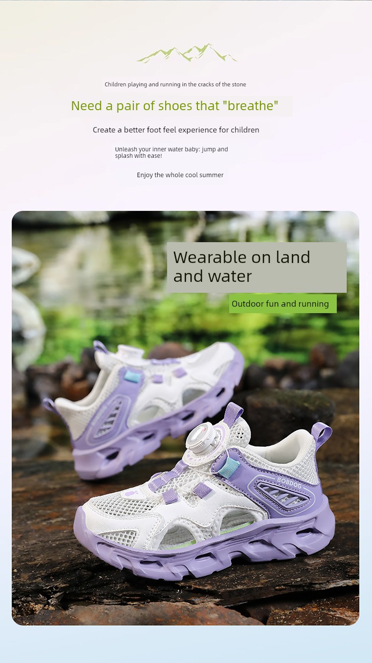 Babudou Kidsren's River-Tracing Shoes, Outdoor Sports Sandals, Girls' Summer New Style Water-Wading Slip-On Beach Shoes — 3