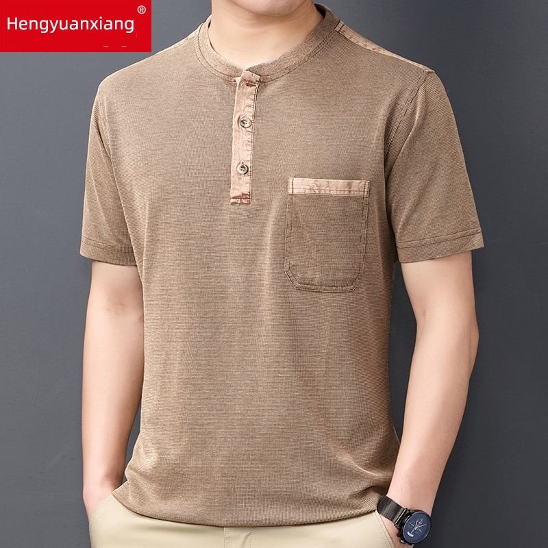 hyz  No collar Cotton With pocket Short sleeve T-shirt