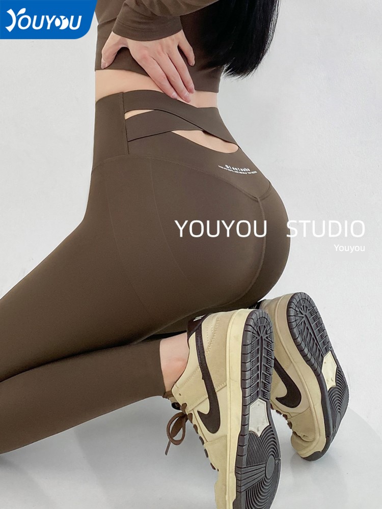 Coffee Spring and Autumn The abdomen Buttock lifting Thin legs shark pants