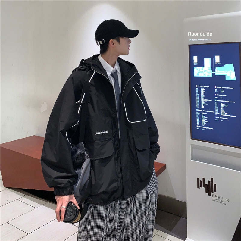 Chaopai autumn High street easy Locomotive wind Hooded work clothes