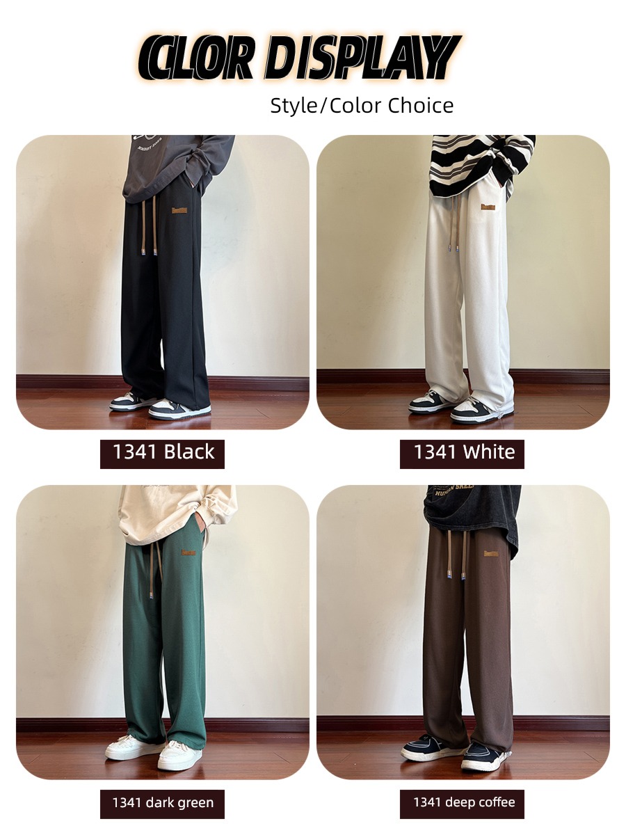 tide Spring and Autumn motion High street Broad leg leisure time trousers
