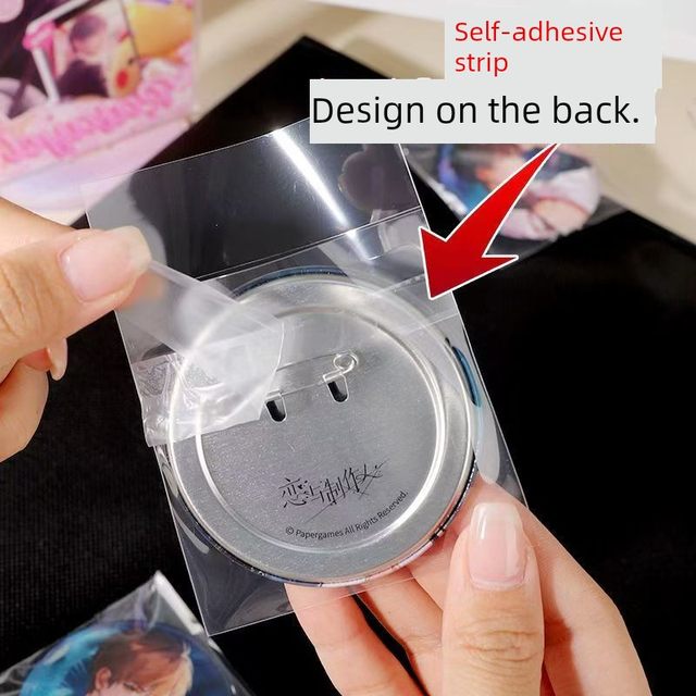 Self-sealing bag thickened self-adhesive bag animation round badge millet transparent storage protection bag protective cover