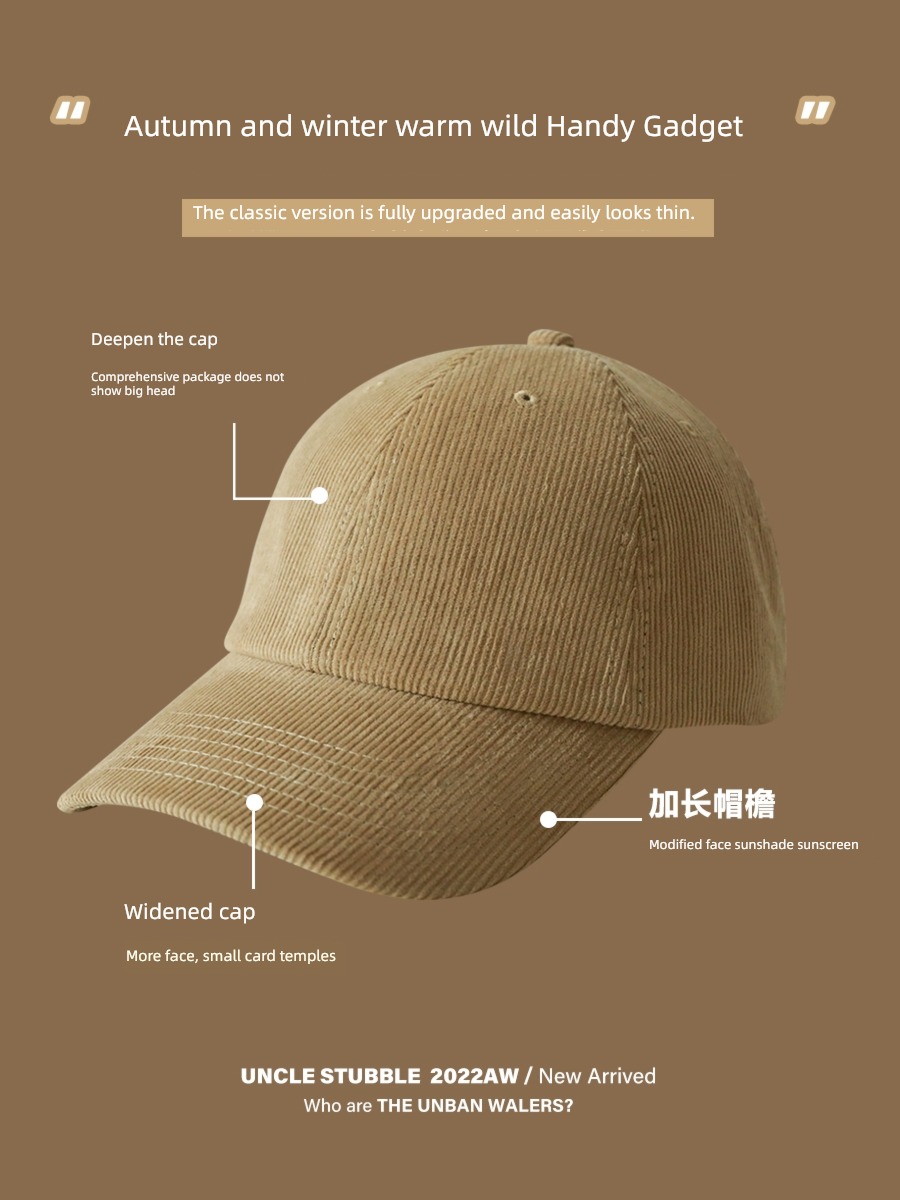 Hu stubble uncle self-control winter face without makeup Soft roof Baseball cap
