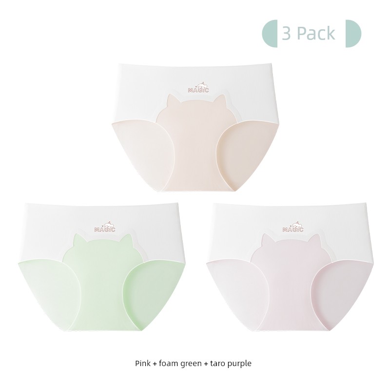 Catman Children's Underwear for Girls, Seamless Ice Silk Summer Thin Triangle Shorts for Teenage Girls in Their Developmental Period — 3