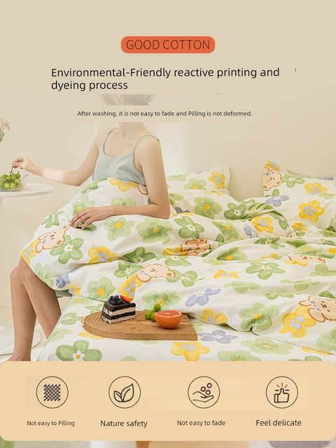 Pure cotton sheets single piece 100 cotton thickened single 1.5 meters double bed single dormitory three-piece set big bed tatami