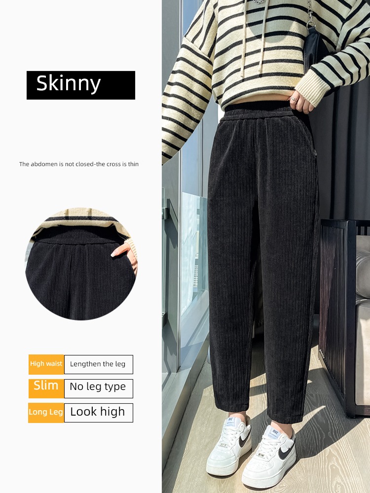 white female Autumn and winter High waist 150cm corduroy trousers