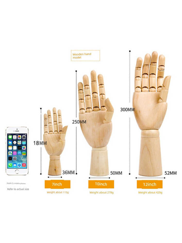 Seventeen Impression Store Wooden Hand Model 7-Inch 8-Inch 12-Inch Sketching Wooden Puppet Jointed Figure Wooden Hand Jointed Figure Wooden Figure