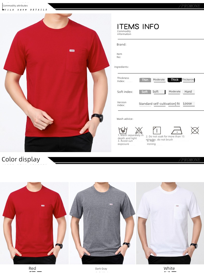 middle age Real pocket leisure time Big size Sweaters Short sleeve T-shirt
