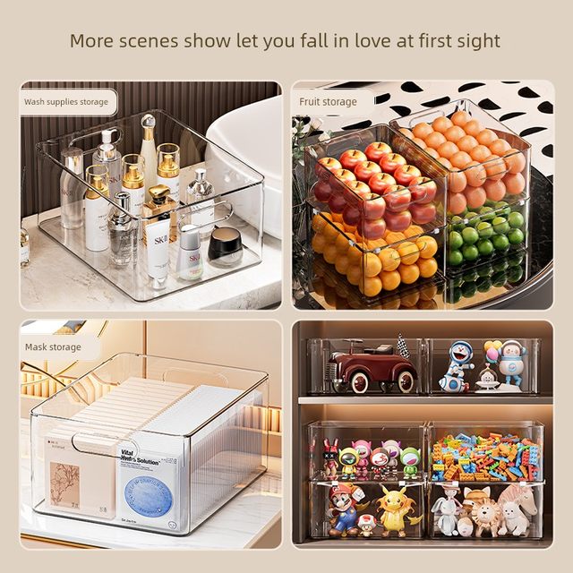 Storage basket Desktop snacks and groceries sorting storage box Cabinet plastic rectangular transparent acrylic storage box