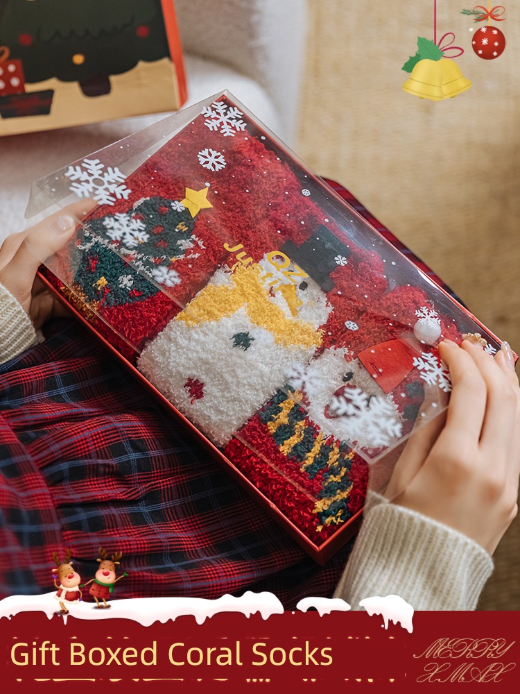Hosiery children Christmas red keep warm new year Plush gift