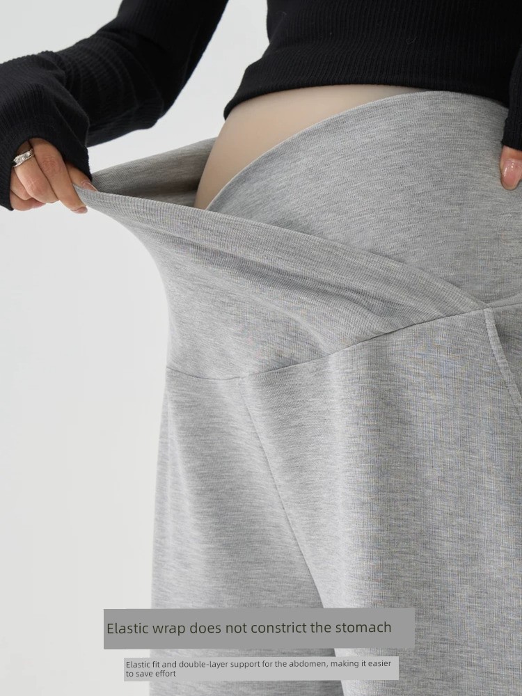 Maternity Pants for Summer, Thin Style, New Model, Long Pants, Low Waist, White, Non-Tight on the Belly, Casual Wide-Leg Pants, Summer Wear — 3