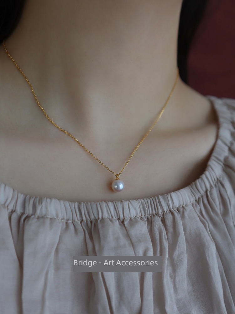 natural women 's singles Pendant Extravagant Minority Sterling Silver Pearl Necklace