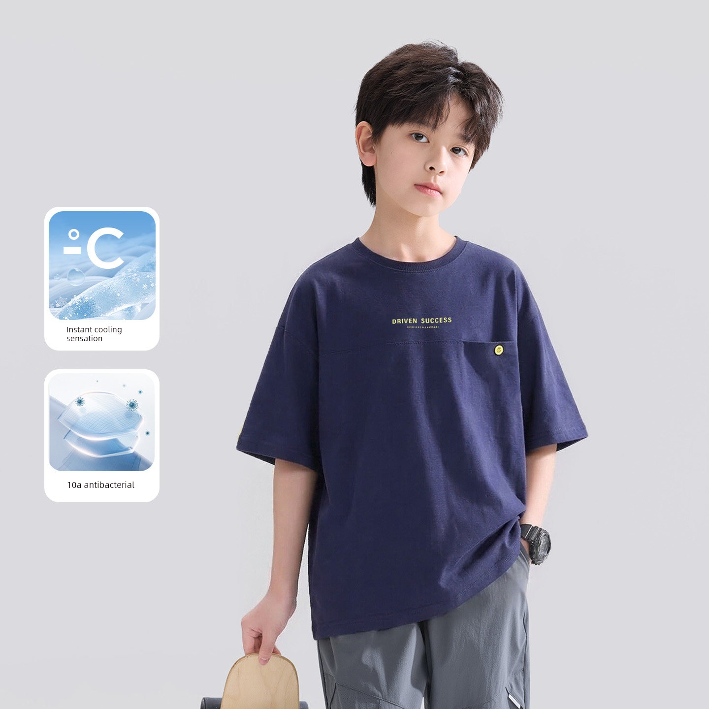 Zuoxi Children's Clothing Boys' Short-Sleeve T-Shirt Children's Cool Summer Wear 2026 New Model Boys' Large Children's Class a Antibacterial Top Trendy — 7