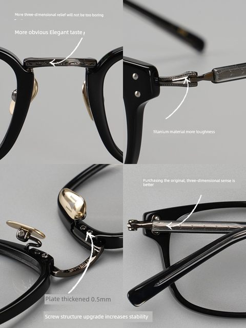 Panjin Oil x All-match square glasses Japanese short ultra-light black GMS820 can be matched with height myopia frame for men and women