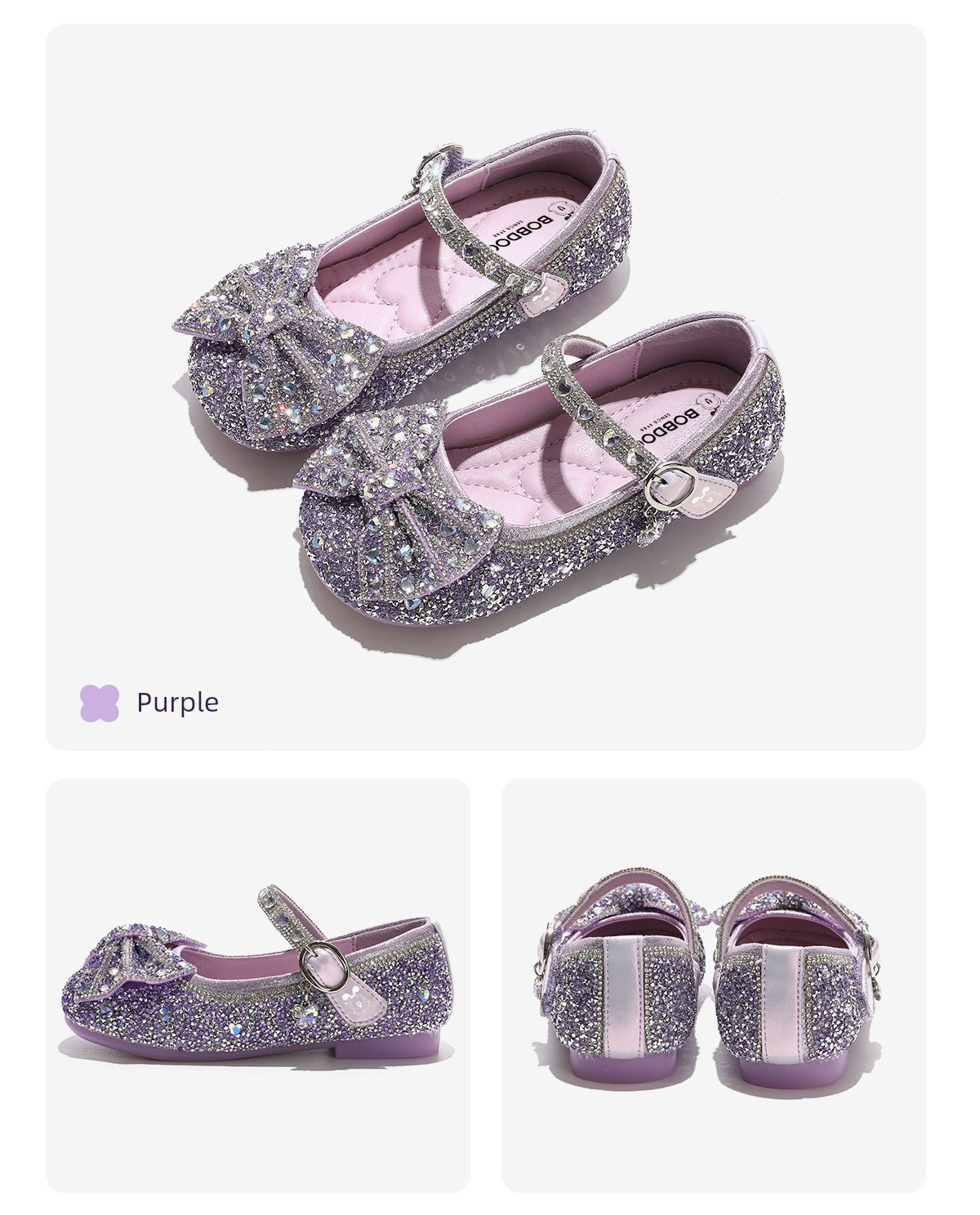Babudou Genuine Leather Girls' Shoes Princess Crystal Shoes 2026 New Spring and Autumn Children's Soft-Soled Girls' Leather Shoes — 14