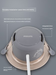 Philips Led Recessed Downlight 75mm Spotlight for Living Room Home Use, Ultra-Thin Ceiling Light for Hallway
