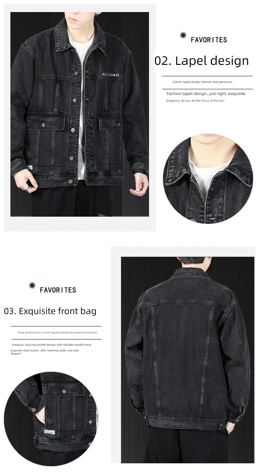 Chaopai black autumn easy Plush cowboy Jacket