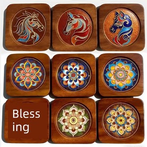 Patterned Ceiling Tile Design DIY Enamel Coaster Material Kit, Traditional Cloisonné Craftsmanship, Handmade Activity G
