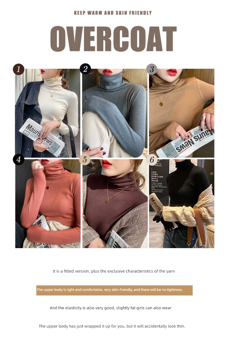spring and autumn white Inner lap Foreign style Undershirt High collar sweater