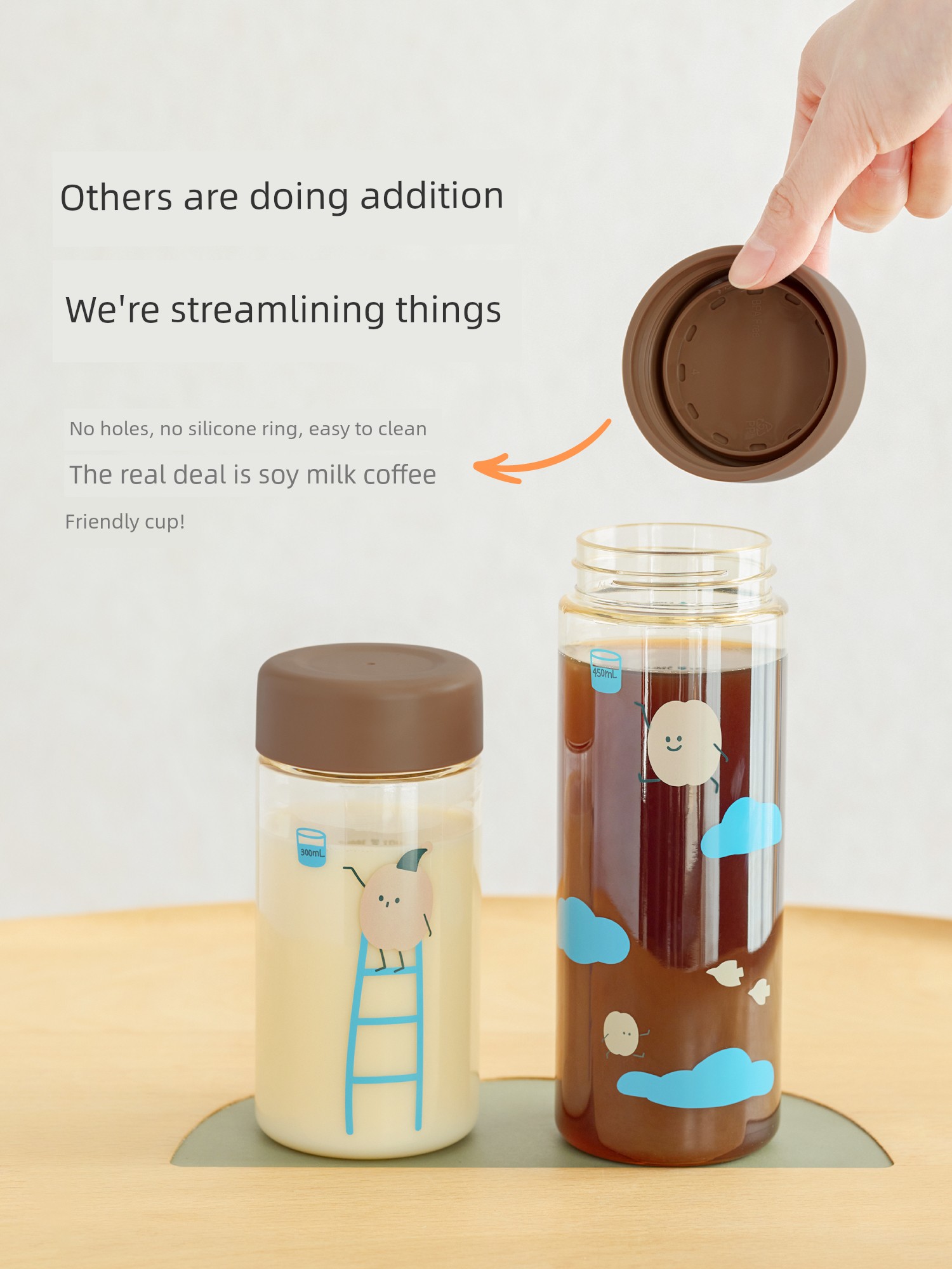 Haohao Classmates' Water Cup Without Sealing Ring or Holes, Plastic Ppsu Cup, High Temperature Resistant, Direct Drinking Coffee and Soy Milk Cup