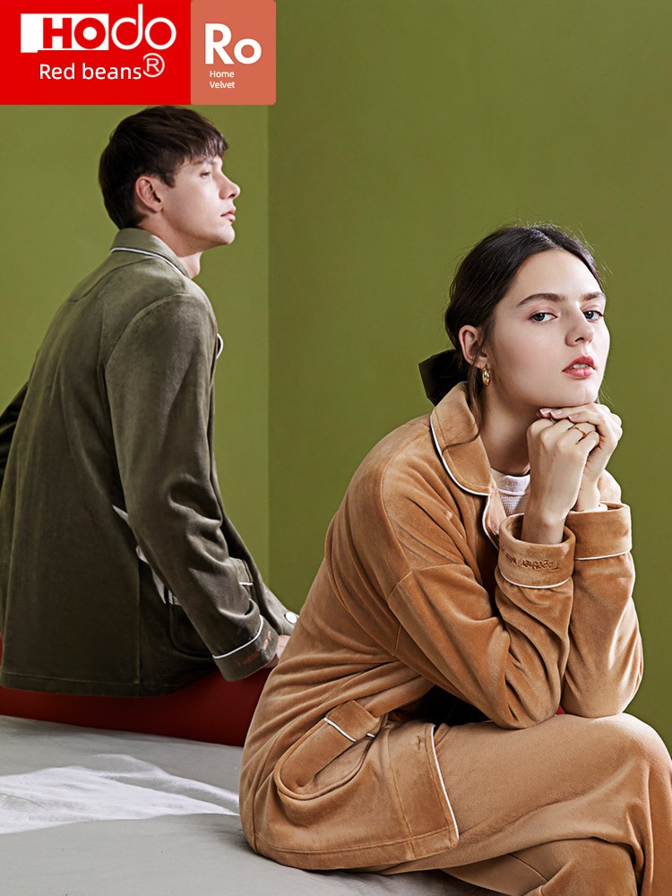 lovers pajamas Island velvet man female leisure time Red bean