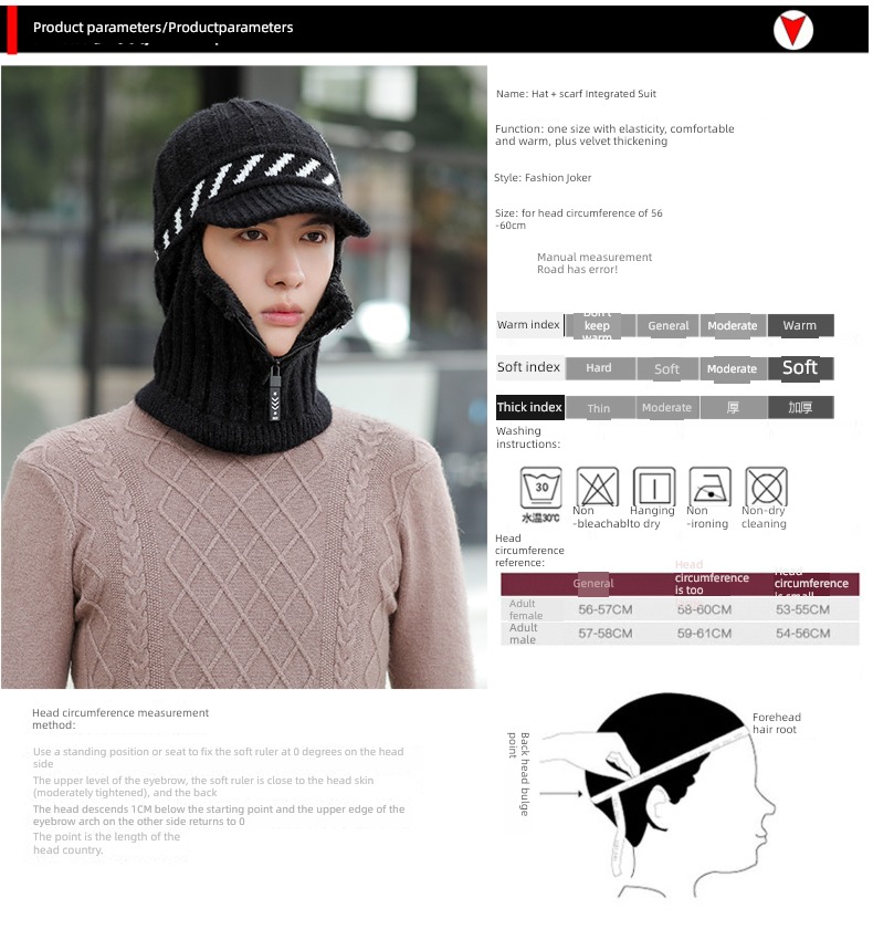 male Plush thickening Korean version Cold proof Neck protection one Hat