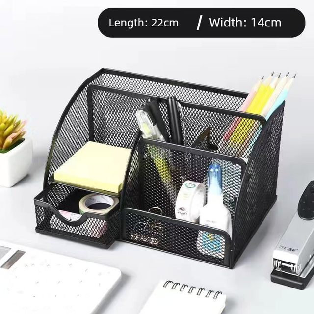Metal pen holder bucket creative simple seven-grid stationery finishing box office supplies desktop storage box