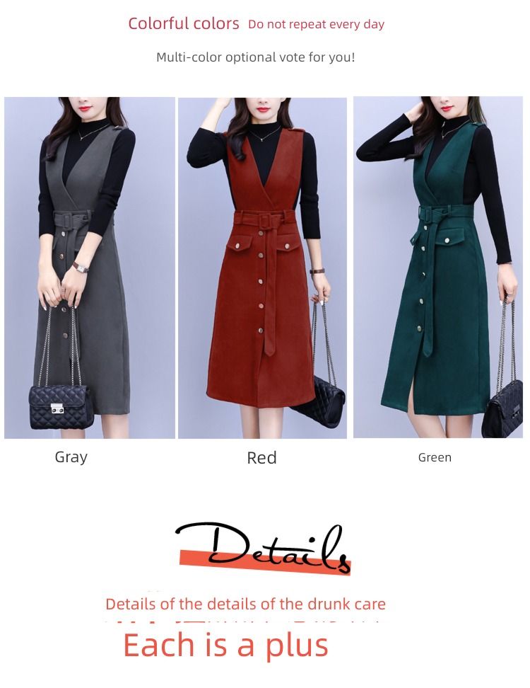 Autumn and winter Woolen cloth female temperament Two piece set Dress