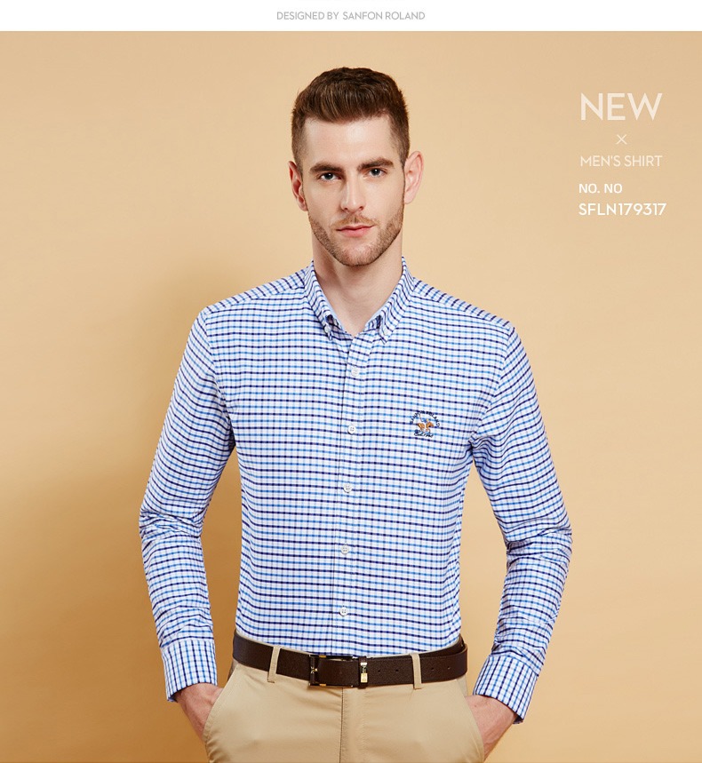 Broken code Clearance Sanding Long sleeve leisure time lattice shirt