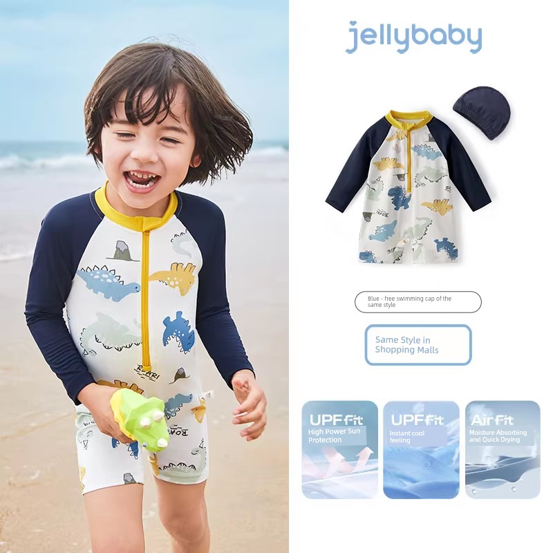 Quick-Drying Sun Protection Children's Separates Shark Long Sleeves Swimsuit — 7