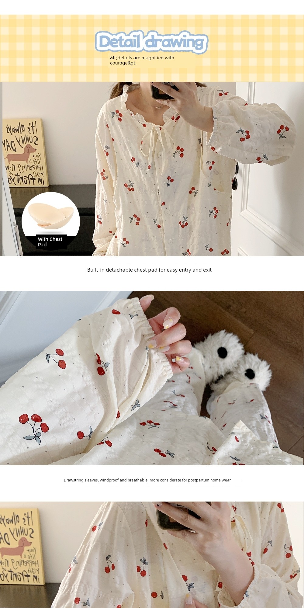 All-Cotton Pure Cotton Cloud Cotton Detachable Chest Pad Postpartum Maternity Wear 2026 Summer Maternity Clothing for Postpartum and Waiting-To-Deliver — 5
