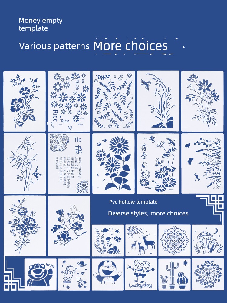 Stencil Pattern for Hand-Dyeing and Printing, DIY Tie-Dye Painting, Indigo Dyeing Tools and Materials Kit