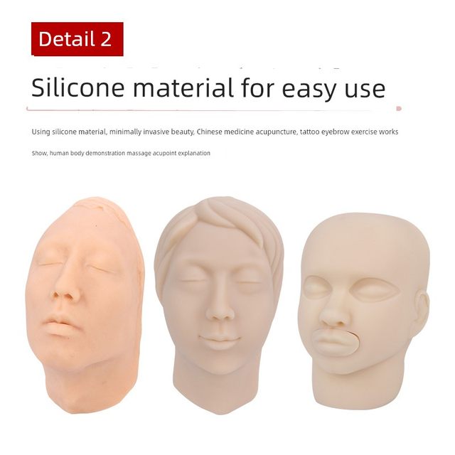 Soft silicone head mold Micro plastic surgery line engraving facial nerve vessels Simulated facial beauty injection suture model