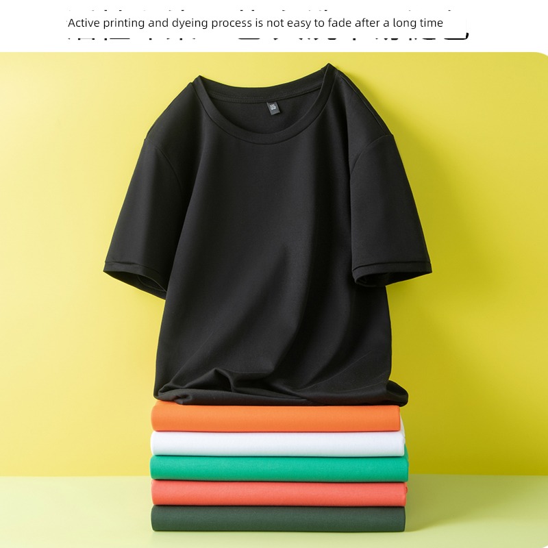 man Tight fitting leisure time pure cotton Round neck Short sleeve T-shirt