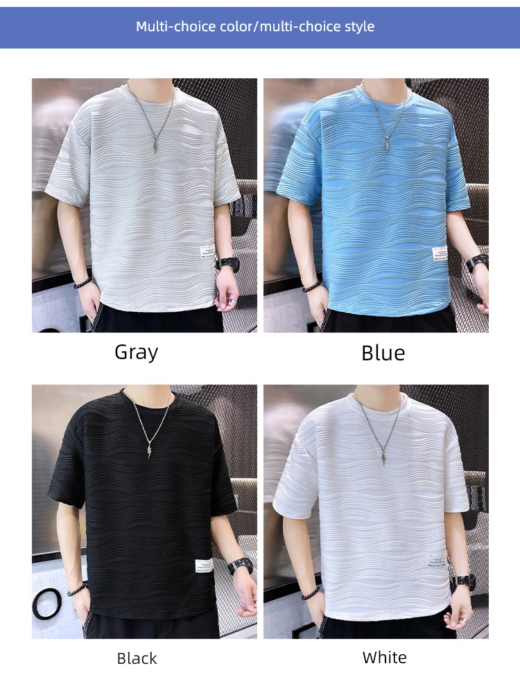 fold Embossing man Ice silk Cool feeling leisure time Short sleeve
