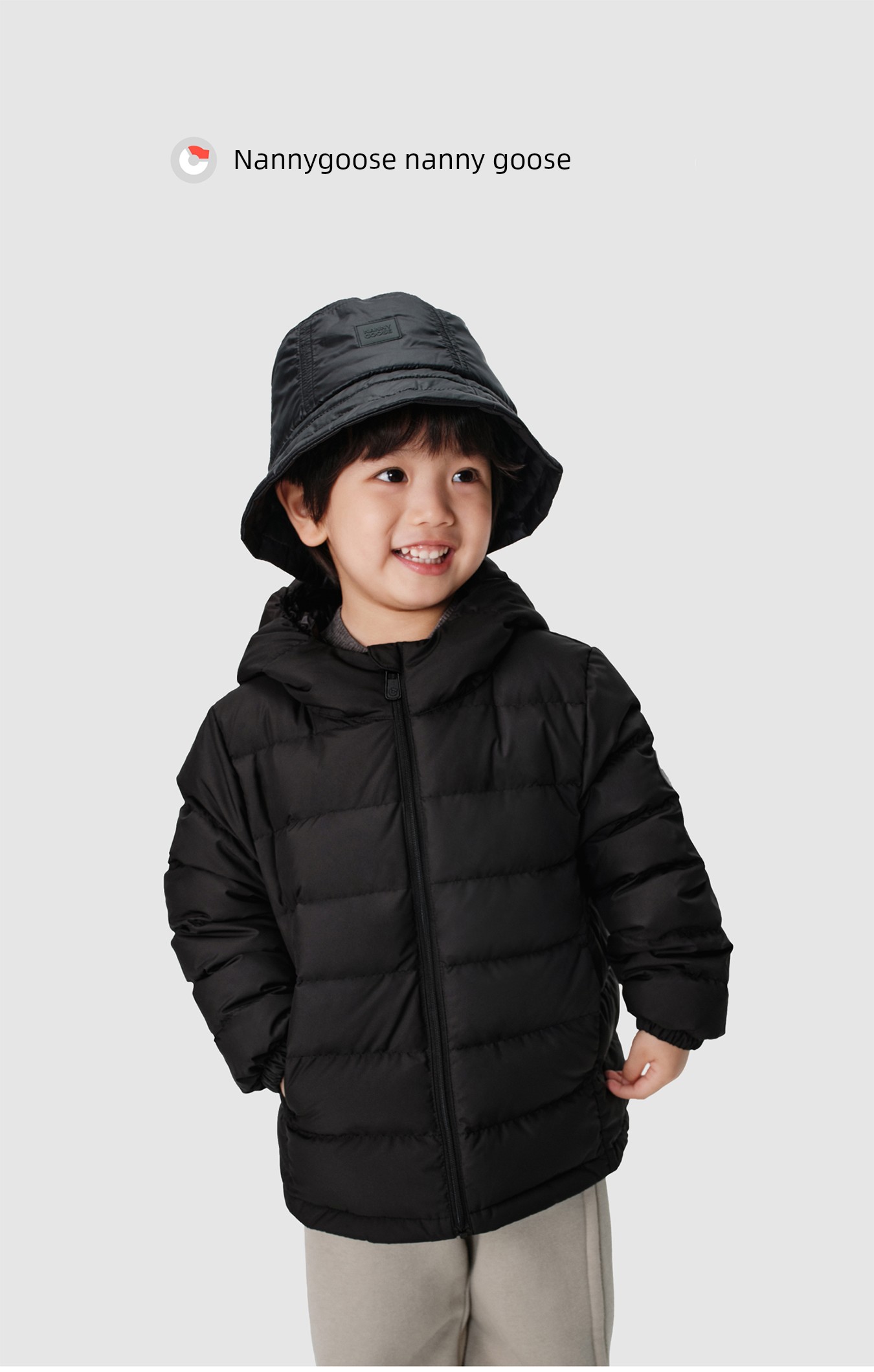 Nanny Goose Children's down Jacket Short Hooded Warm Coat for Older Kids Ultra-Light Soft Comfortable Thin Winter Jacket — 3