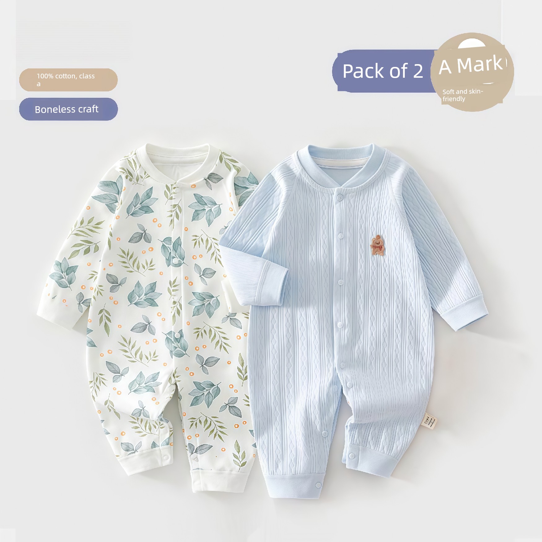 Cotton Baby Jumpsuit, Autumn Clothing for Newborns, Soft and Skin-Friendly Pajamas for Boys and Girls, All-Season Romper — 2