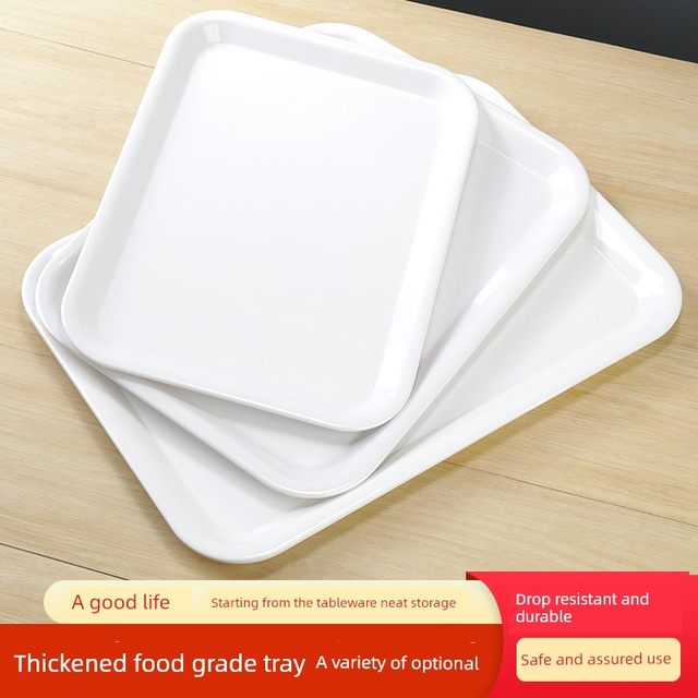 Melamine tray rectangular white plastic tea cup water cup tray fruit tray cake bread display tray commercial