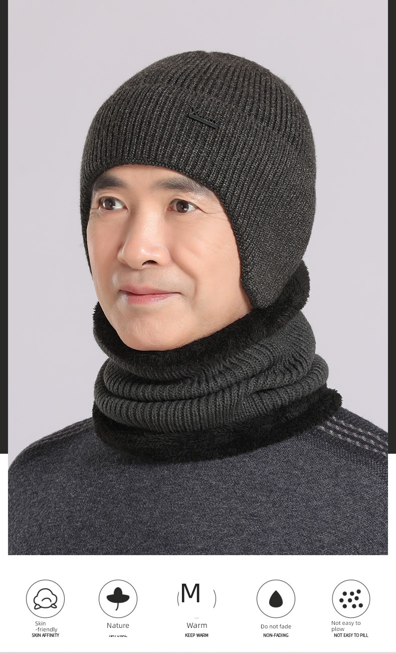 Middle aged and old people dad thickening knitting winter Hat
