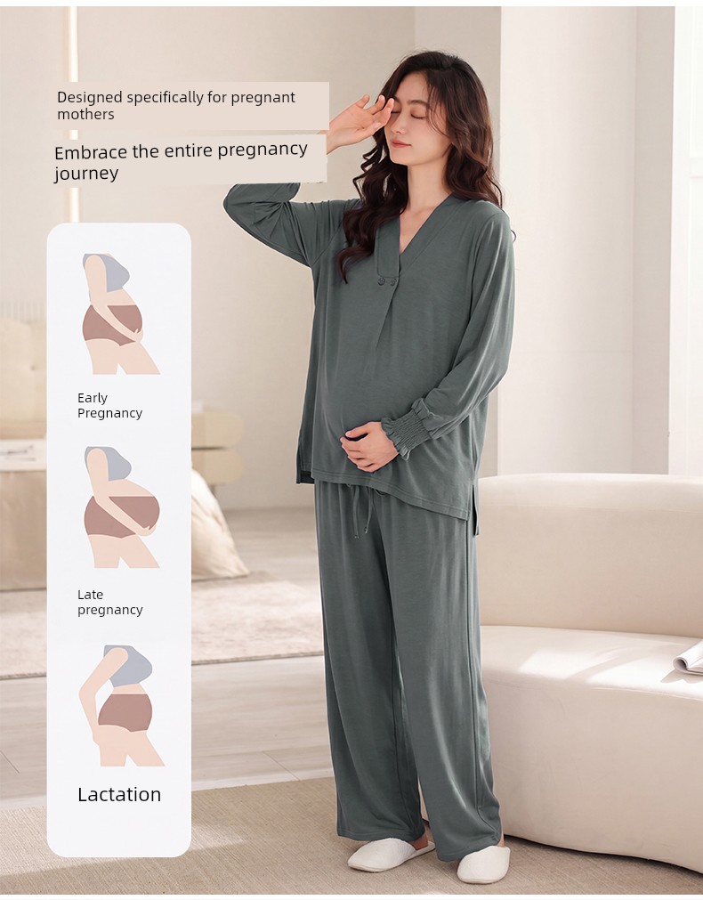 Cat People Maternity Nursing Pajamas 2026 New Thin Sweat-Absorbent Postpartum Special Maternity Nursing Homewear — 5
