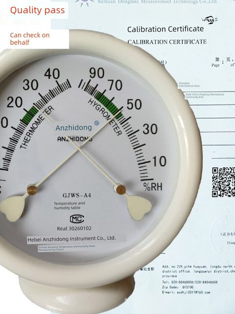 Wuqiang'an Zhidong GJWS-A4 Medical Pharmacy High-precision Temperature and Hygrometer Wall-mounted Metering and Appraisal Certificate Package Inspection