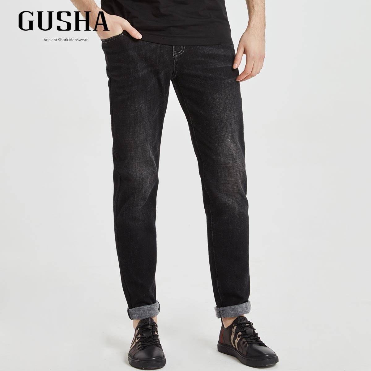 Ancient shark Clearance spring elastic force breathable fashion Jeans