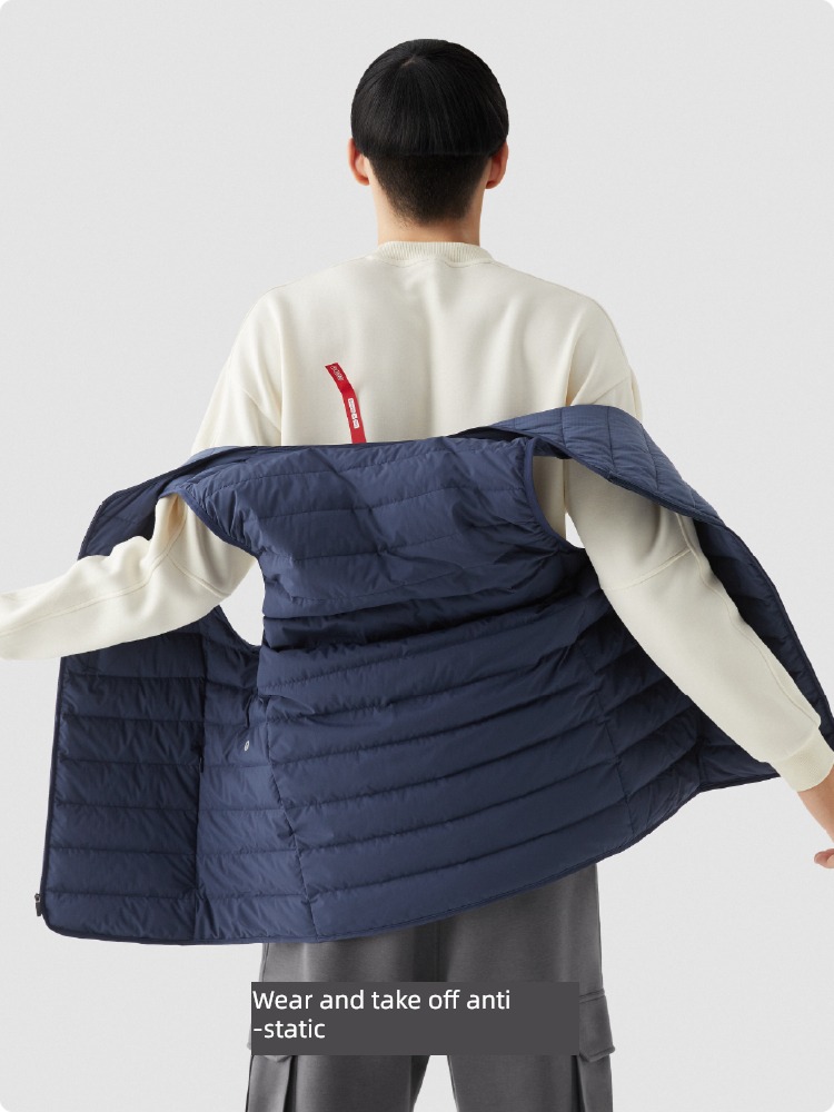 Internal heat man V-neck Antistatic light and warm down Vest