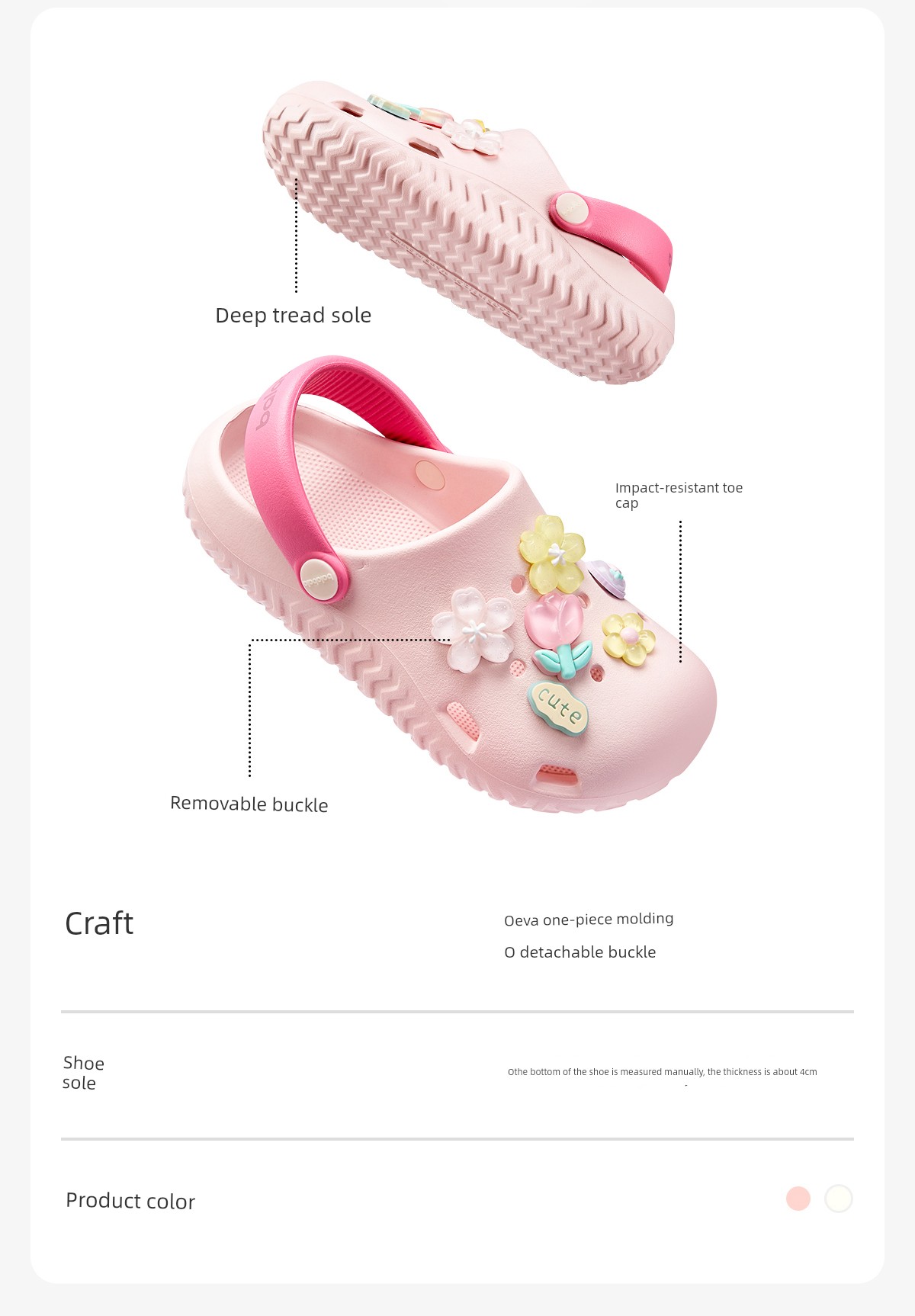 Balabala Kidsren's Slippers for Girls, Summer Baby Hole-In-The-Wall Shoes, Cartoon Cute Little Girl Bathing Beach Sandals — 4