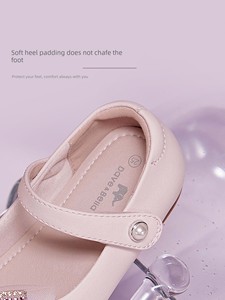 David Bella Girls' Leather Shoes Pink Single Shoes Autumn New Children's Princess Shoes Crystal Shoes Baby Shoes Girls
