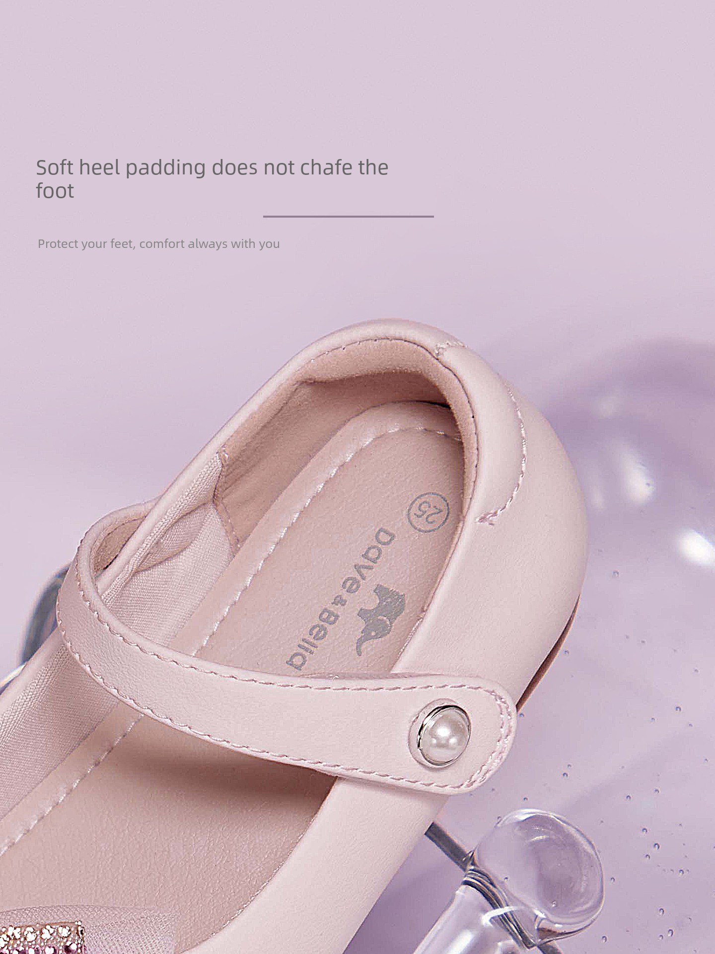 David Bella Girls' Leather Shoes Pink Single Shoes Autumn New Children's Princess Shoes Crystal Shoes Baby Shoes Girls
